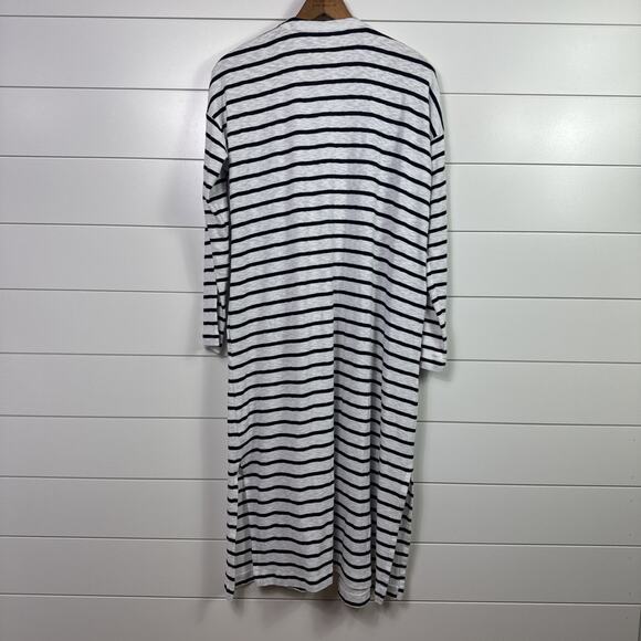J. Jill Striped Long Sleeve Open Front Long Cardigan Sweater White sz M - Picture 5 of 6